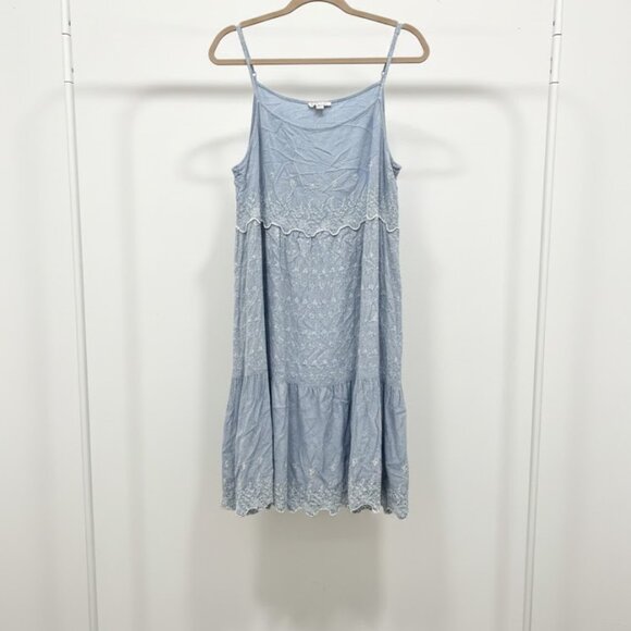 American Eagle Light Blue Tiered Embroidered Dress Size XL - Picture 4 of 5